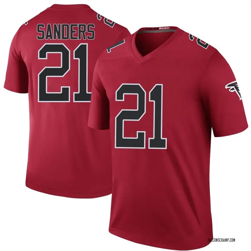 deion sanders red atlanta falcons jersey